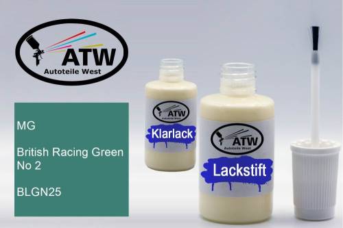 MG, British Racing Green No 2, BLGN25: 20ml Lackstift + 20ml Klarlack - Set, von ATW Autoteile West.